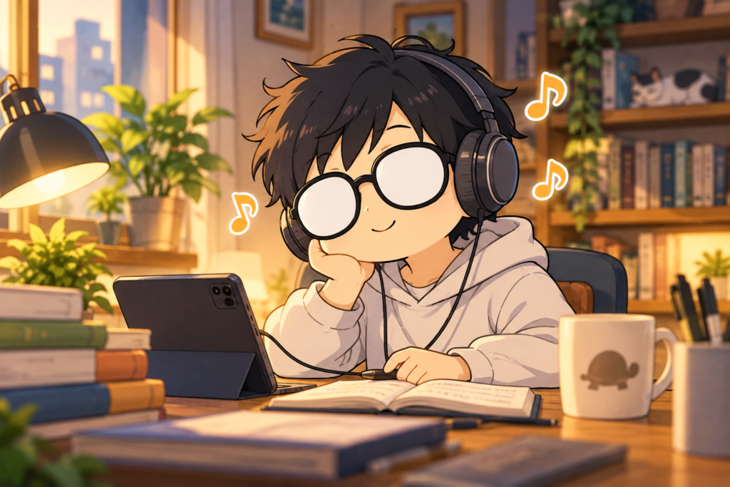 イヤホンでAudibleを楽しむイメージ